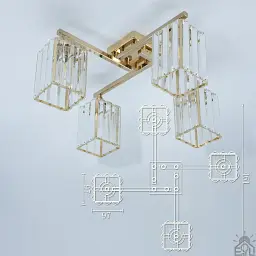 Люстра на 4 лампи ROSYNKA 4S E27 460x460x200 мм Золота ESLLSE - мініатюра 6