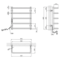 Сушарка для рушників електрична Kroner KRP Stil EL600x500-5 (CV036340) - мініатюра 6
