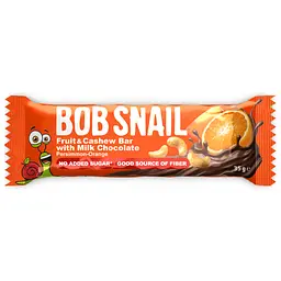 Фруктово-горіховий батончик Bob Snail Хурма-апельсин-кеш'ю-кріспи кіноа з молочним шоколадом 35 г