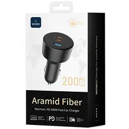АЗП CC026 Warriors PD200W+QC3.0 (1USB-A/2C) Black Wiwu teh0029937 - мініатюра 2