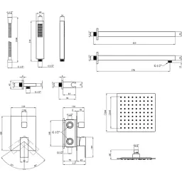 Душовий гарнітур Kroner Kubus-SCH082 + змішувач Edelstahl Kubus-SCH010-3 (CVS30178) - мініатюра 12