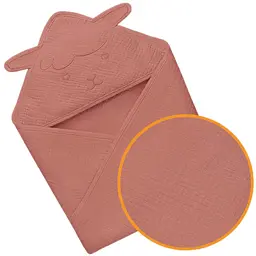Рушник з капюшоном Lionelo Muslin Hooded Towel Red Coral 80х80 см - мініатюра 3