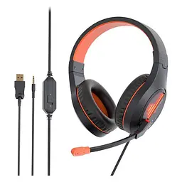 Дротова гарнітура MeeTion Gaming Backlit MT-HP021, USB, 3.5mm, 1.8m, black-orange - мініатюра 2