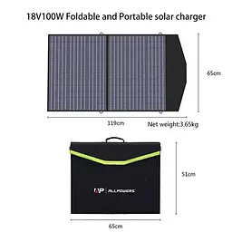 Портативна сонячна панель ALLPOWERS SP027 18V 100W (полікристалічні елементи) - мініатюра 3
