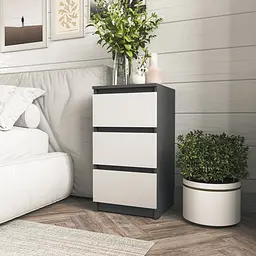Тумбочка на 3 шухляди Moreli T-216 Ш400/В758/Г398 Антрацит-Білий