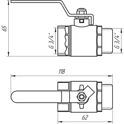 Кран кульовий прямий Q Professional 3/4″ ЗВ КР PN40 QP152 - мініатюра 4