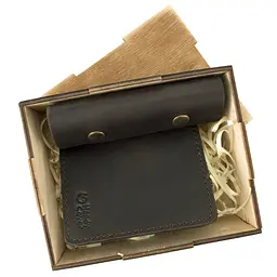 Подарунковий набір чоловічий в коробці Handycover №43 (коричневий) ключниця, обкладинка ID паспорт - мініатюра 2
