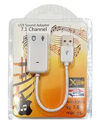 Звукова карта USB AUX jack, 2 x TRS (Mic + Ear) Virtual 7.1 Channel, RTL