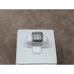 Срібне кільце Aurora з керамікою і фіанітами. С1120Б - мініатюра 4