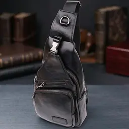 Чоловіча сумка через плече з натуральної шкіри Vintage 23048 чорна - мініатюра 1