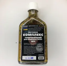 Настоянка на травах, квітах, листі комплекс гіпертонічний для зниження тиску, 200 мл