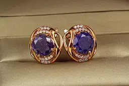 Сережки Xuping Jewelry кутюр"є із фіолетовими каменями 1,8 см золотисті