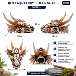 Декорація череп дракона Hobby Dragon Skull S 12,5×9×8,5 см для акваріума і тераріума (32074) - мініатюра 5