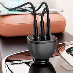 Автомобільний зарядний пристрій Acefast B14 165W (2*USB-C+USB-A) 3-port car charger Black (6974316282938) - мініатюра 6
