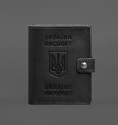 Шкіряна обкладинка-портмоне на паспорт з гербом України 25.1 Чорна