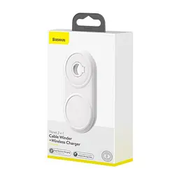 Бездротовий зарядний пристрій Baseus Planet 2in1 cable winder+wireless charger EU White - мініатюра 2
