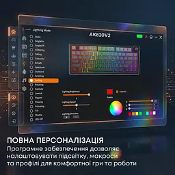 Клавіатура Ajazz AK820 V2 White Peach Switch Wireless/Bluetooth/USB UA White (AK820-V2-WP-S-W) - мініатюра 10