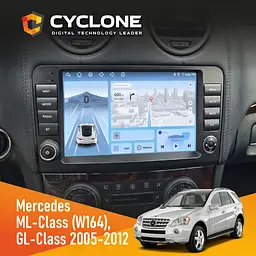 Штатна магнітола Mercedes-Benz ML-Class (W164) 2005-2011 Cyclone C9-012 4x64 DSP 4G Cyclone (НФ-00007342) - мініатюра 2