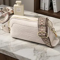 Невелика прямокутна сумка на два відділення з натуральної шкіри Vintage 22357 біла