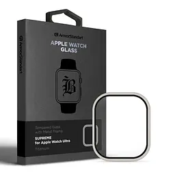 Захисне скло 3D для Apple Watch Ultra 49 мм, Titanium, Supreme BI Metal Frame, з металевою рамкою, прозоре, повноекранне, олеофобне покриття, простий монтаж, не залишає слідів, ArmorStandart (ARM78298)