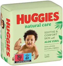 Уцінка. Набір вологі серветки Huggies Natural Care, 168 шт. (3 уп. по 56 шт.) - мініатюра 2