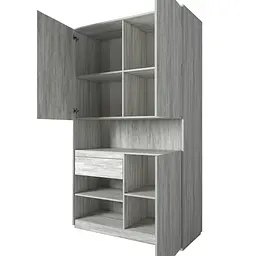 Шафа для речей з відкритими полицями та висувною скринькою BLUM FHRS-1 Бетон/Білий - мініатюра 2