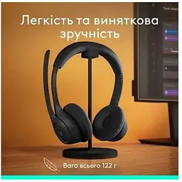 Гарнітура бездротова накладна Logitech Zone 300 Wireless (981-001407) чорна 981-001407 - мініатюра 3