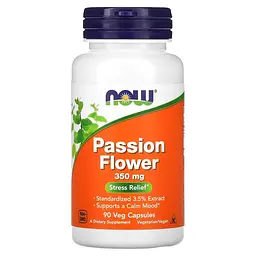 Натуральна добавка NOW Passion Flower 350 mg, 90 вегакапсул