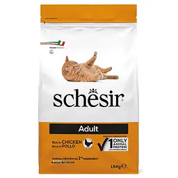 Сухий монопротеїновий корм для котів Schesir Cat Adult Chicken Шезір з куркою 1.5 кг (ШКВК1.5)