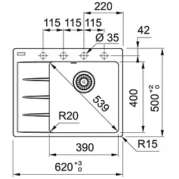 Кухонна мийка Franke Centro CNG 611-62 TL 114.0630.451 - мініатюра 3
