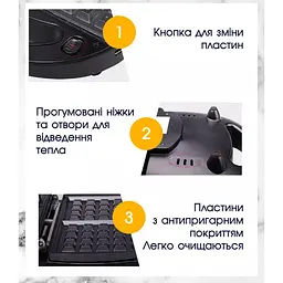 Бутербродниця 4 в 1 Crownberg 750 Вт чорна - мініатюра 4
