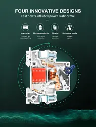 Автоматичний вимикач AC TOMZN TOB1-63H двополюсний 2P 230/400V 50A запобіжник змінного струму (19610) - мініатюра 6