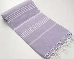 Рушник пештемаль Turkey Towel 100х180 см легкий великий для пляжу басейну бані сауни підстилка на дачу пікнік природу відпустку море полоса лавандовий - мініатюра 2