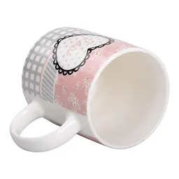 Чашка порцелянова Love 400 мл, сірий з рожевим Liling Rongxiang Ceramic RX-N240143GRE - мініатюра 8