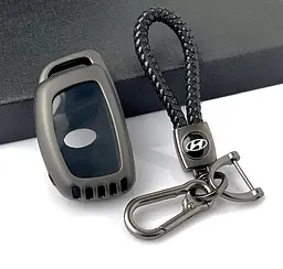 Чохол для автоключів Hyundai із брелоком, темний хром оригінал (YT0028)