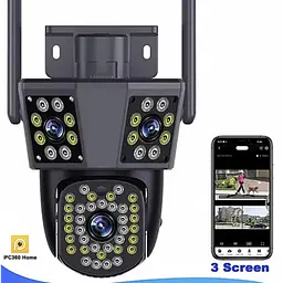 Поворотна вулична WIFI камера відеоспостереження 9MP, 3 об'єктиви C360 home - мініатюра 3