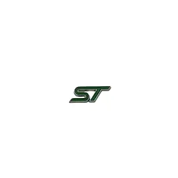 Емблема напис ST для Ford зелена з сріблястою окантовкою 30х13 мм метал (на скотчі)
