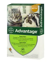 Краплі від бліх Elanco Advantage для котів і кроликів до 4 кг 0.4 мл x 4 піпетки - мініатюра 2