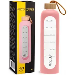 Пляшка для води 4FIZJO спортивна 1000 мл скляна Pink (P-5905973403887)