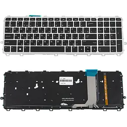 Клавіатура для ноутбука HP Envy 15-J 15T-J 15Z-J 17-J 17T-J series rus з рамкою підсвічування клавіш чорно-срібляста