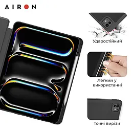 Чехол AIRON Premium SOFT для iPad Pro 13 2024 с защитной пленкой и салфеткой Black - мініатюра 11