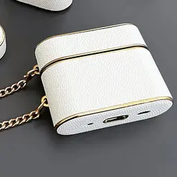 Шкіряний футляр Suitcase для навушників AirPods 3 White - мініатюра 3