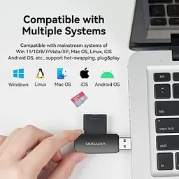 Зчитувач флеш-карт Vention USB 3.0 to SD+TF Black Dual Drive Letter (CLGB0) - мініатюра 6