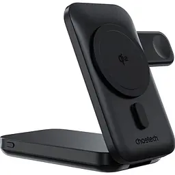 Бездротовий зарядний пристрій Choetech Qi2 3in1 Magnetic Charger Holder 10000mAh 15W Black (B750-CCBK) [127159] - мініатюра 2