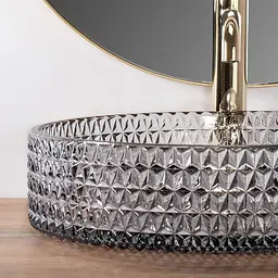 Умивальник Rea Cristal 39 grey накладний REA-U8880, Прозорий - мініатюра 4