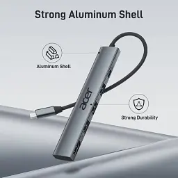 Концентратор Acer 5 в 1 USB C з 4K HDMI, потужністю 100 Вт, 3 портами даних USB A, багатопортовий адаптер USB C - мініатюра 2