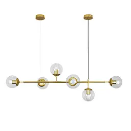 Люстра стельова Levistella 7529802-6 GD+CL, E27, 6 плафонів, прозоре скло, золото, сучасний стиль для дому