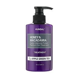 Кондиціонер для волосся "Яблуко і зелений чай" 500 мл Kundal Honey & Macadamia Protein Hair Treatment Apple Green Tea