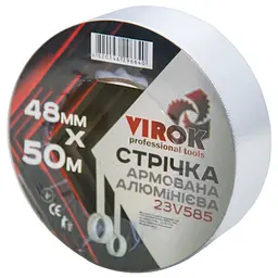 Стрічка клейка армована алюмінієва Virok 48мм х 50м 150 мкм (23V585)