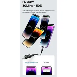 Кабель Baseus Gem Fast-Charging Data Cable Type-C to Lightning 20W 2m purple (P10373001511-01) - мініатюра 3